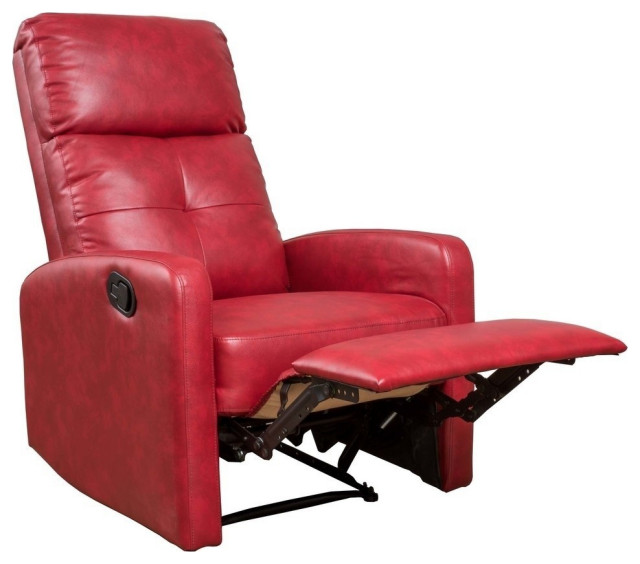 Gdf Studio Teyana Red Leather Recliner, Club Chair Recliner Leather