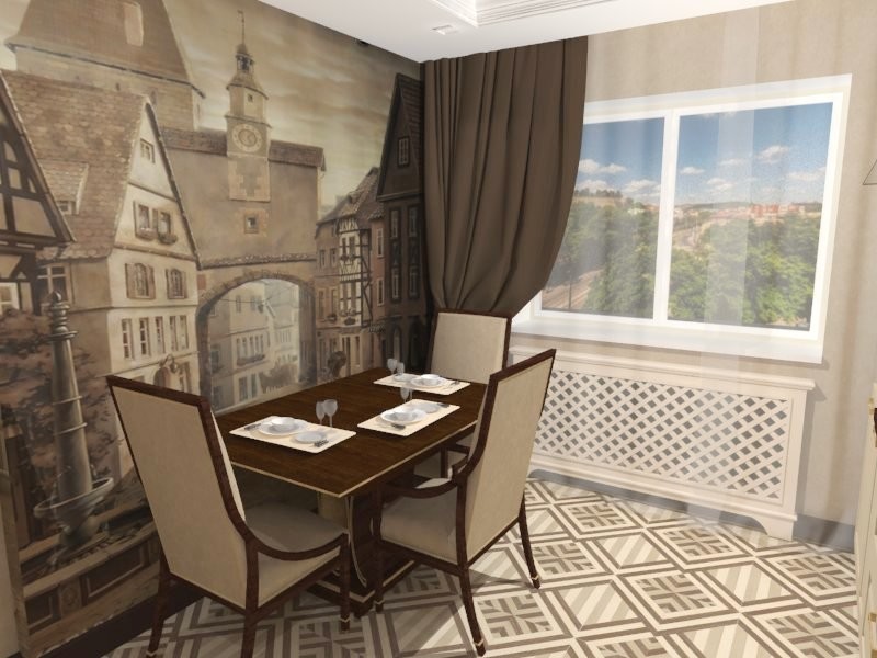 Кухня в благородных бежево-коричневых оттенках