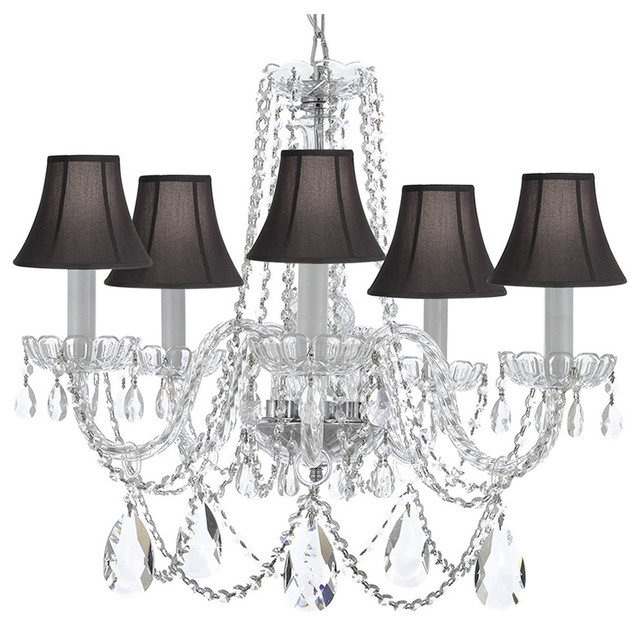 New Authentic All Crystal Chandelier Chandeliers Lighting With Black Shades 