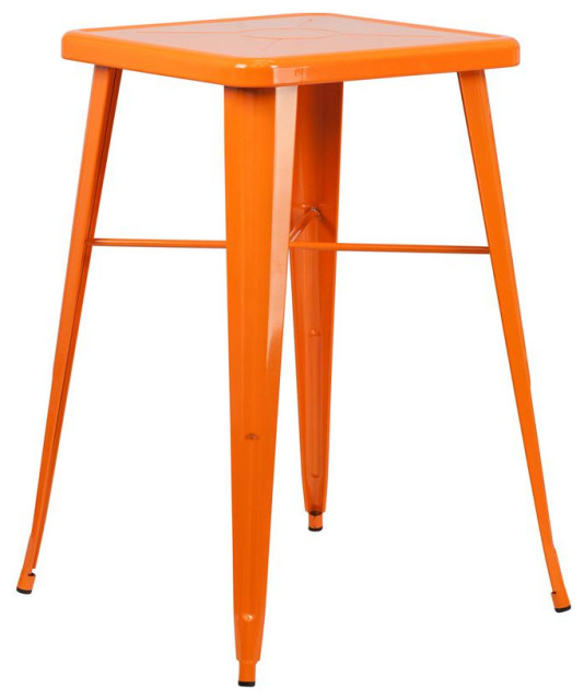 Flash Furniture 23.75" Square Orange Metal Indoor, Outdoor Bar H Table