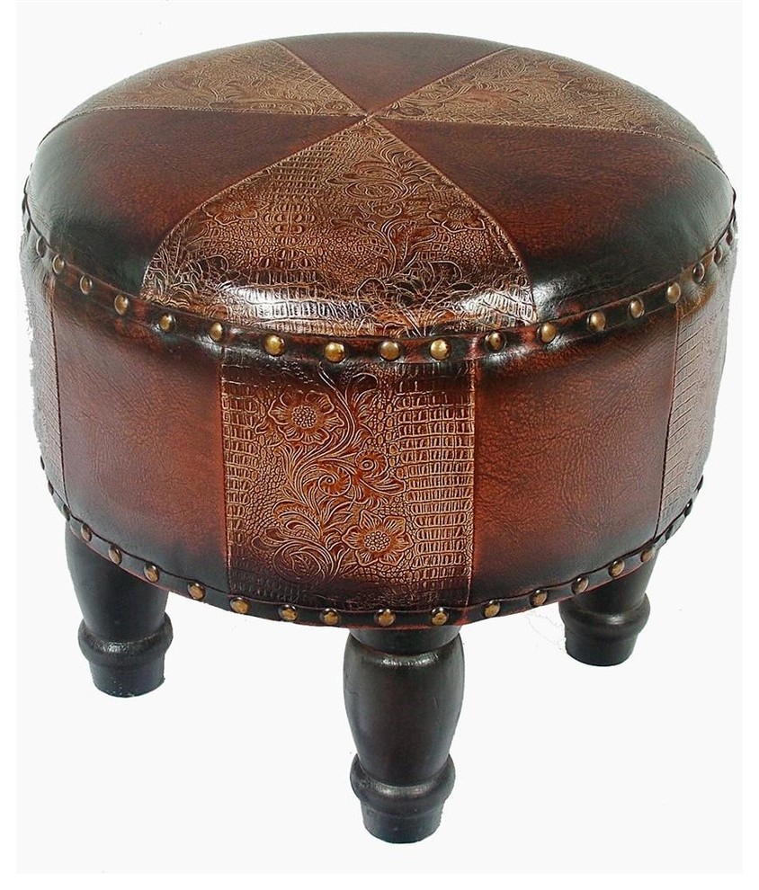 Faux Leather Small Mix Pattern Ottoman Traditional Footstools And Ottomans by ShopLadder