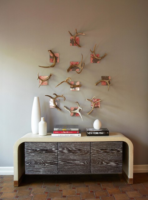 Carmel Valley Office With Custom File Cabinet And Antler Art