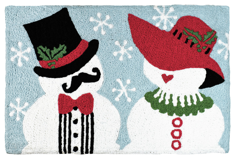 Mr. & Mrs. Snowman Holiday Decor Indoor Outdoor  Accent Doormat,  20"x30"