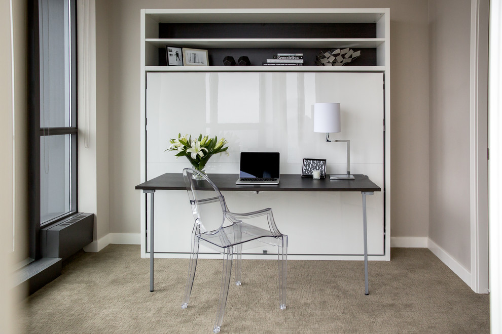Example of a minimalist home office design in Calgary