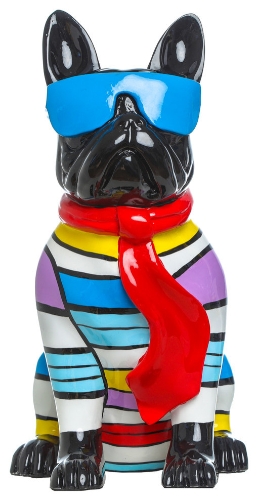 Stripe Dog With Blue Glasses, 14" tall