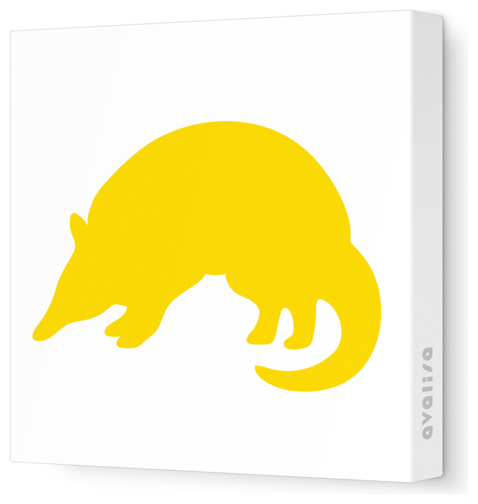 Silhouette - Armadillo Stretched Wall Art, 12" x 12", Yellow