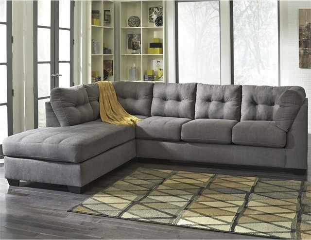 Benchcraft Maier Sectional With Left Side Facing Chaise In Charcoal Microfiber