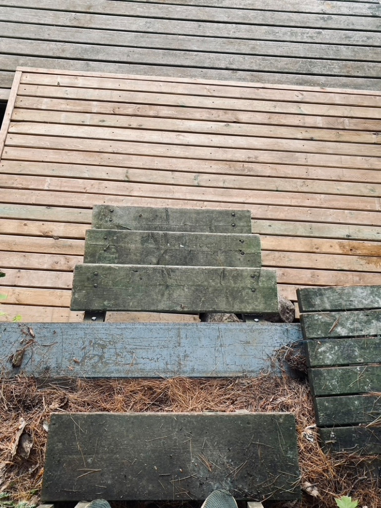 Repair of broken deck at cottage