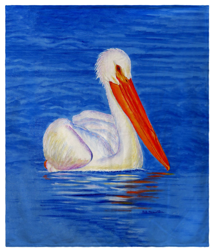 Betsy Drake White Pelican Portrait Throw