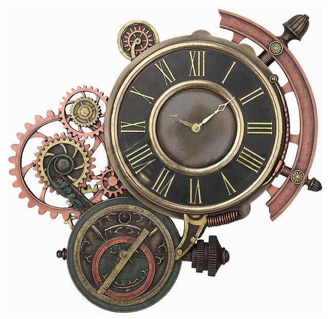 Steampunk Astrolabe Wall Clock Industrial Clocks By Xoticbrands Home Decor Houzz - Steampunk Wall Clock Large