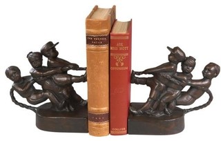 Bookends Tug of War Large Hand Painted Resin OK Casting Tr ...