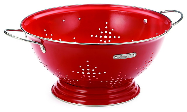 Suzie Q Apple Red Enameled Stainless Steel 5 Quart Colander ...