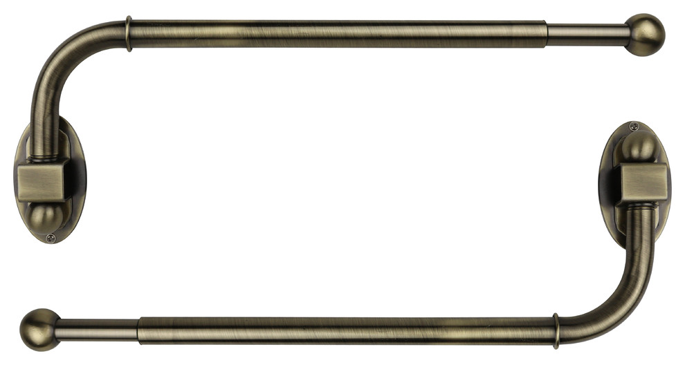 Swing Arm Rod, 3/4", 14"x24", Set of 2 Transitional Curtain Rods