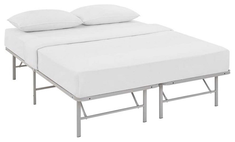 Modway Horizon Stainless Steel Queen Metal Bed Frame in Gray