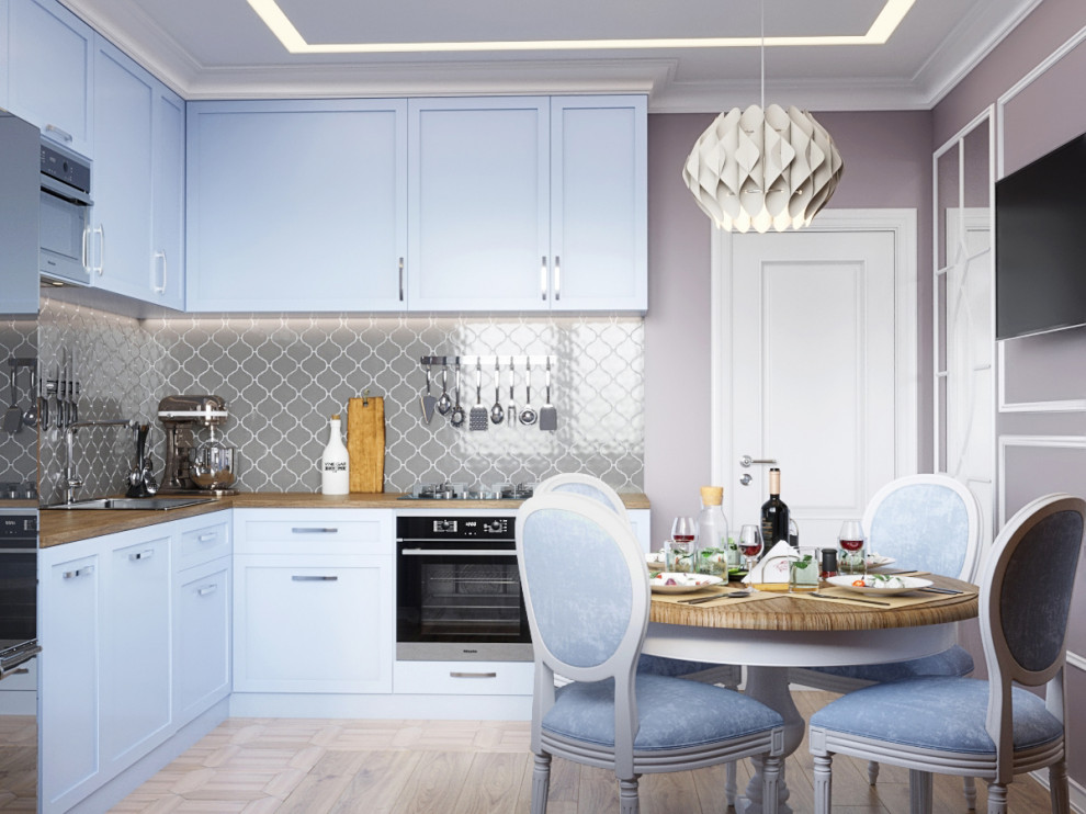 уютная голубая кухня