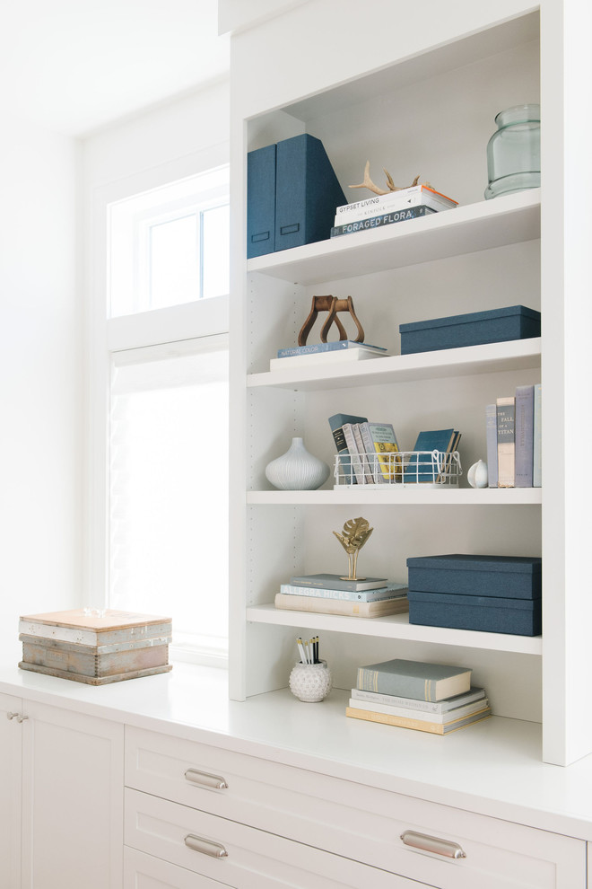 Example of a transitional home office design in San Francisco