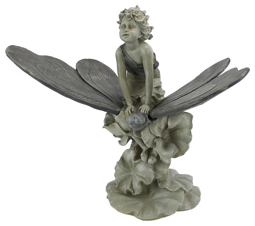 A Fairy's Wondrous Butterfly Ride Statue Traditional Garden Statues And Yard Art by Design