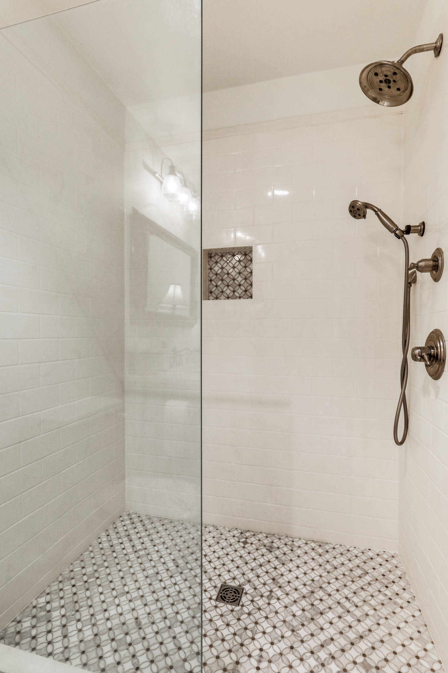 Graphic Floral Tile Shower
