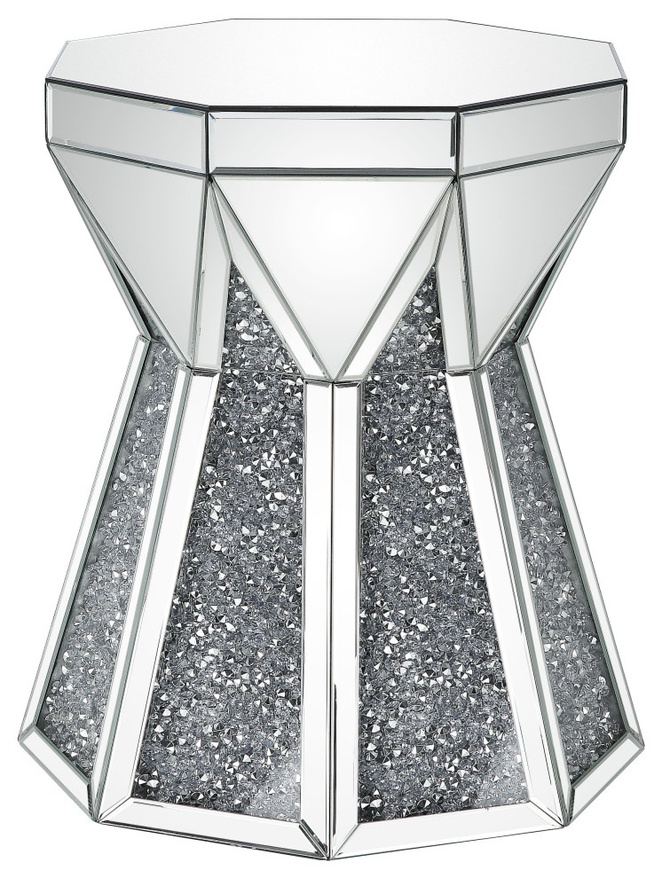 Noralie End Table, Mirrored and Faux Diamonds