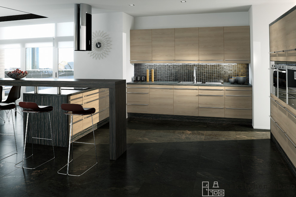 Photo of a large contemporary kitchen/diner with an island.