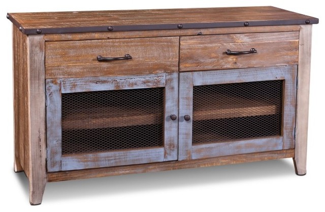 55 Antique Finish Tv Stand Media Console With Mesh Doors 55 Antique Finish Tv Stand Media Console With Mesh Doors