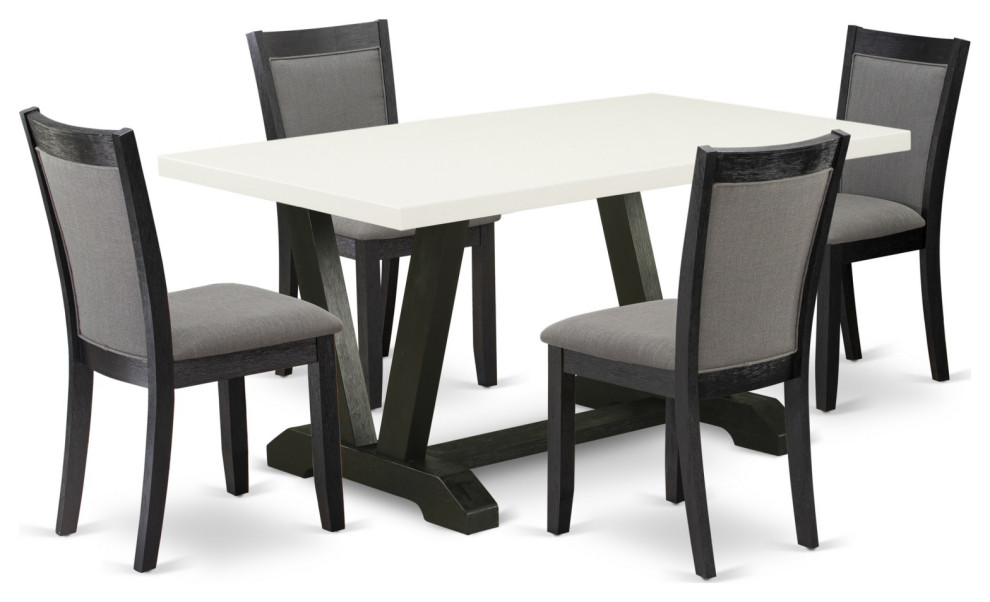 V626Mz650-5 5-Piece Dining Set, Rectangular Table and 4 Parson Chairs