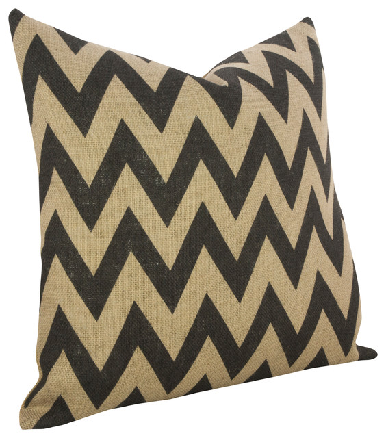 Black Chevron Burlap Pillow Farmhouse Decorative Pillows By