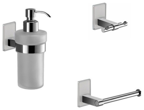 Wall Mounted 3 Piece White And Chrome Accessory Set