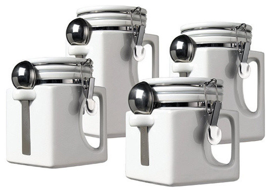 Oggi EZ Grip 4 Piece Ceramic Airtight Canister Set, White ...