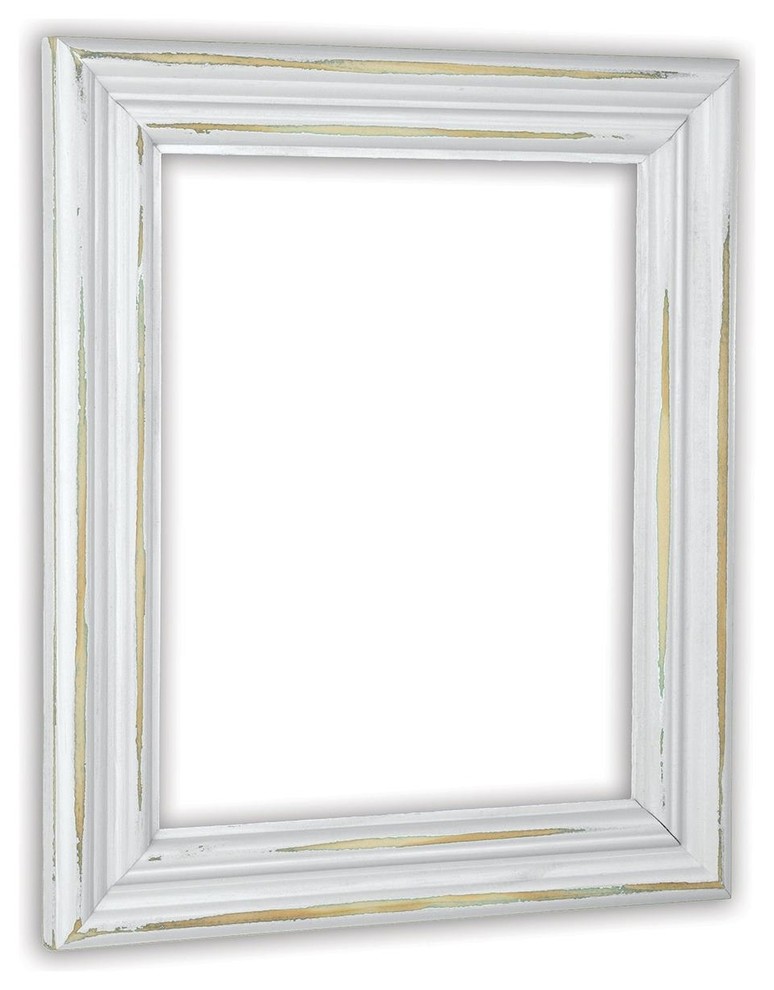 Distressed White Picture Frame, Solid Wood, 16"x24"