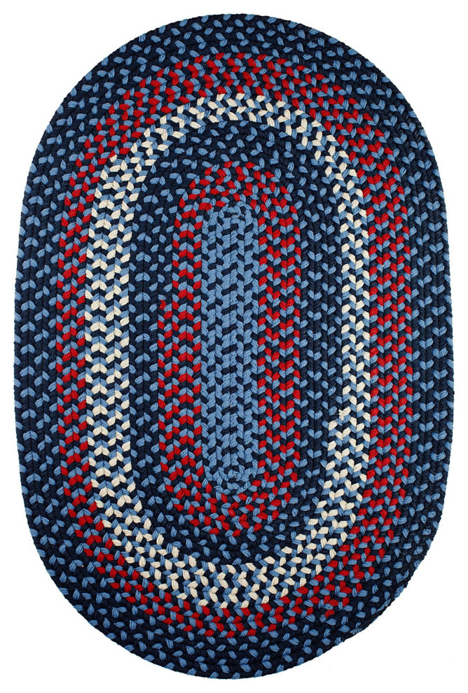 Homespun Kitchen Easy Clean Braided Rug, 5'x8' Oval Contemporary