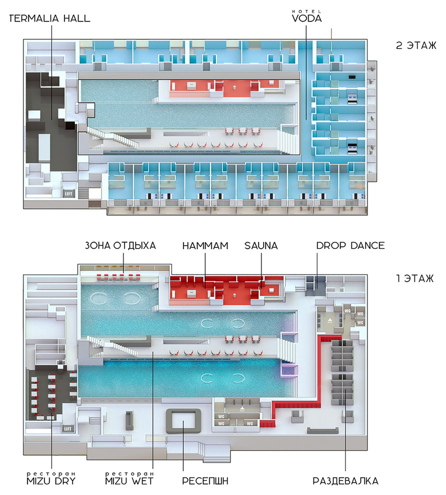 3D схема акваклуба VODA