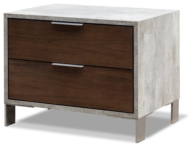 Nova Domus Conner Modern Concrete Nightstand Industrial Nova Domus Conner Modern Dark Walnut Concrete Nightstand