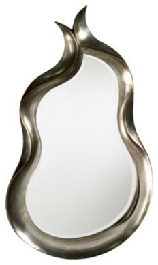 Warped Silver Beveled Ribbon Frame 26-Inch-W Wall Mirror