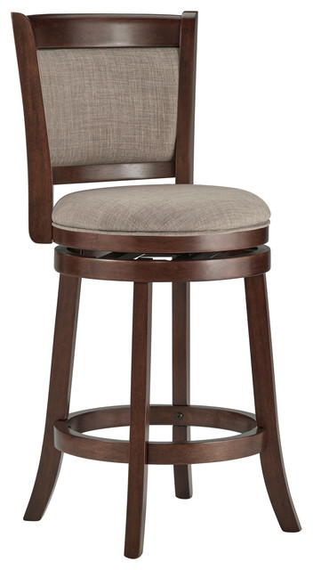 Alfred Hill Cushion Back Swivel Stool, Gray Linen, 24" Counter