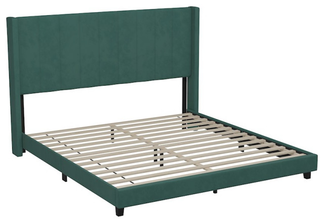 Flash Furniture Bianca King Platform Bed/Headboard, Emerald, YK-1079-GR-K-GG