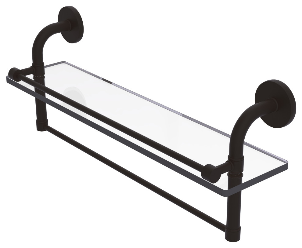 Remi 22" Gallery Glass Shelf with Towel Bar, Oil Rubbed Bronze