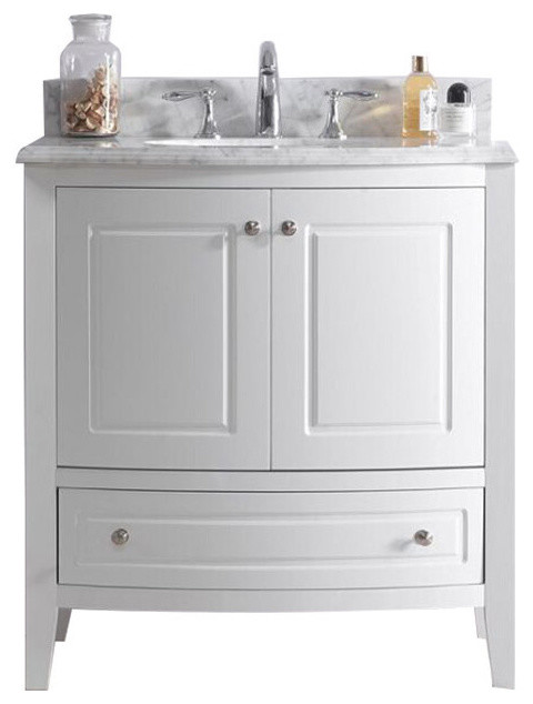 Estella 32" White Bathroom Vanity With White Carrara Marble Countertop