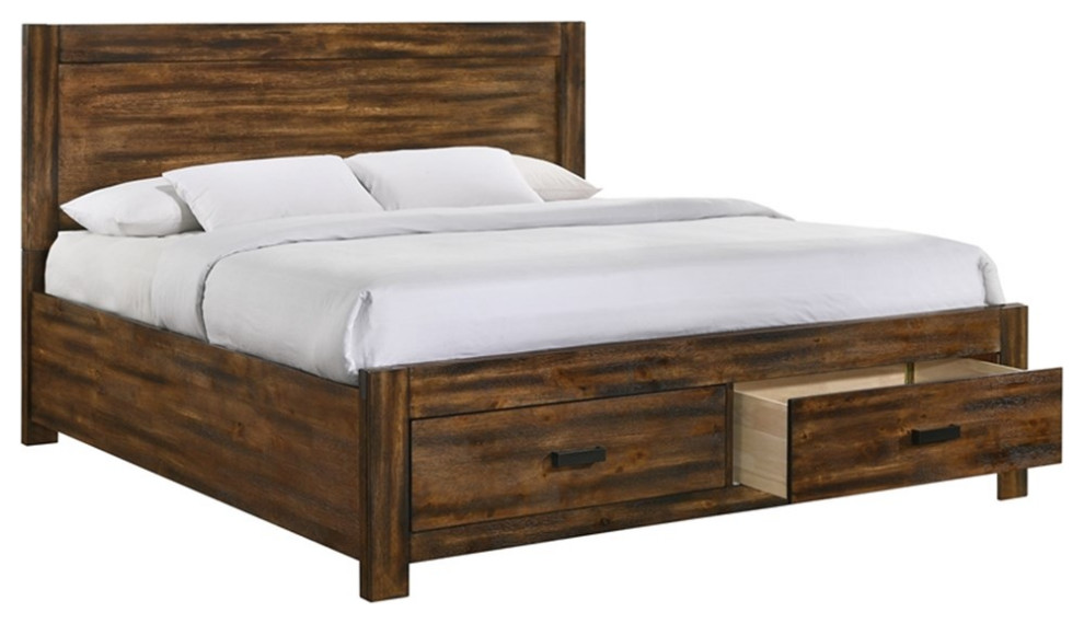 Picket House Furnishings Wren Queen Platform Storage Bed in Chestnut