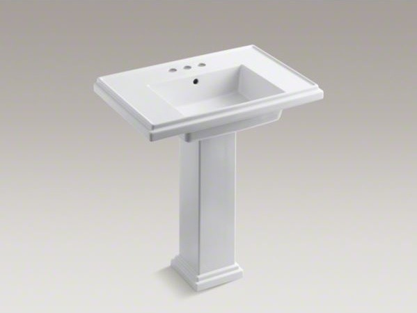 KOHLER Tresham(R) 30" pedestal bathroom sink with 4" centerset faucet holes