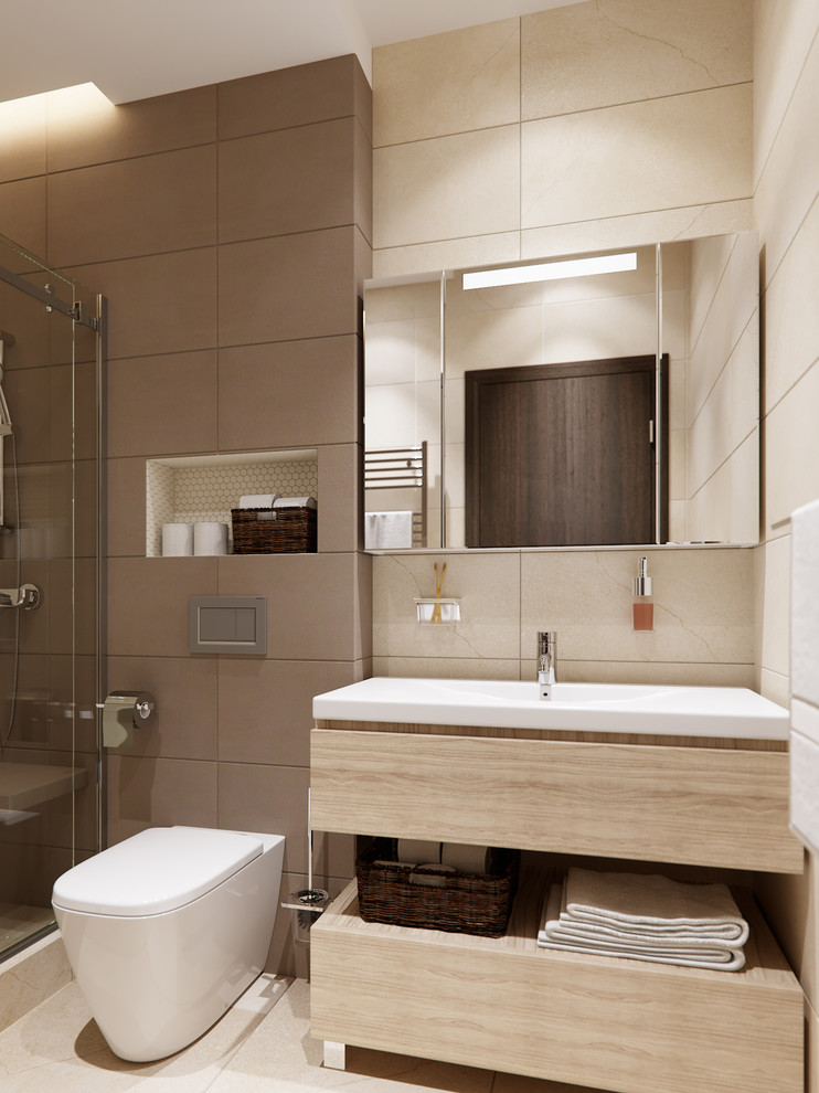 Проект небольшой квартиры с панорамными окнами и видом на лес.