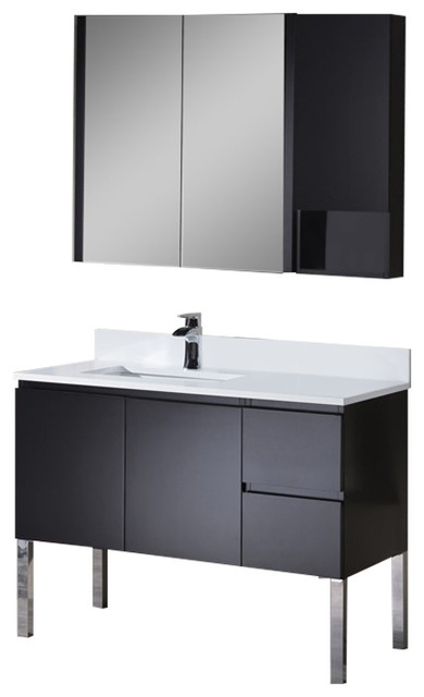 Monaco 42 Left Basin Base Espresso Vanity With Chrome Legs Contemporary Bathroom Vanities And Sink Consoles By Burroughs Hardwoods Inc