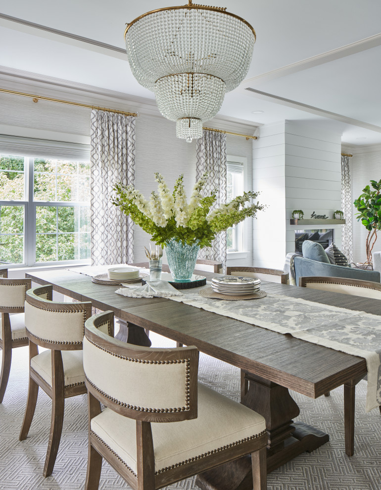Photo of a transitional dining room in New York.