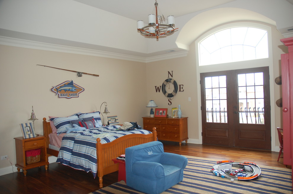 Example of a beach style bedroom design in Chicago
