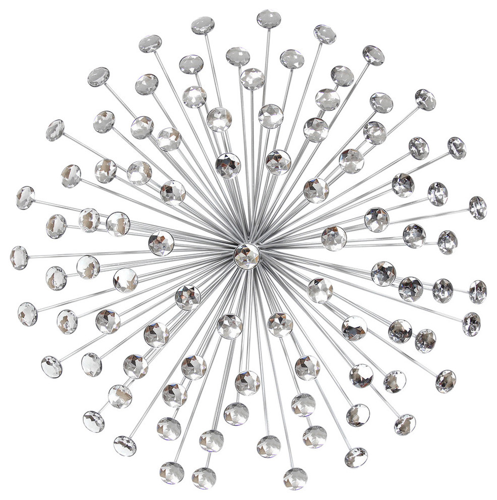 Stratton Home Decor 24" Silver Acrylic Burst Wall Decor Midcentury