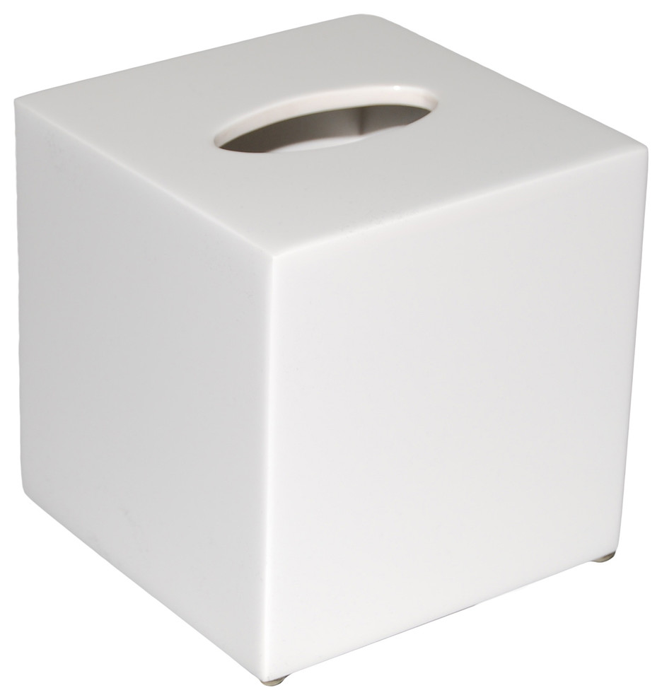 White Lacquer Tissue Box Contemporary Tissue Box Holders by