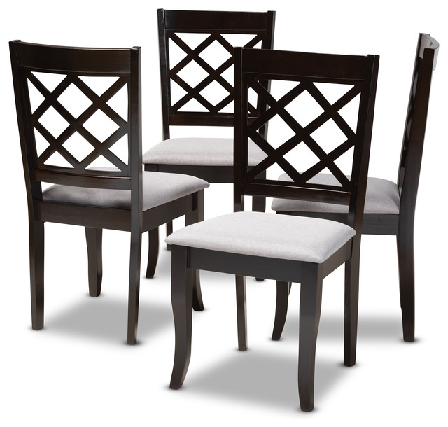 Connell Gray Fabric Upholstered Espresso Brown Wood Dining Chair Set Of 4 Transitional Dining Chairs By Baxton Studio Houzz