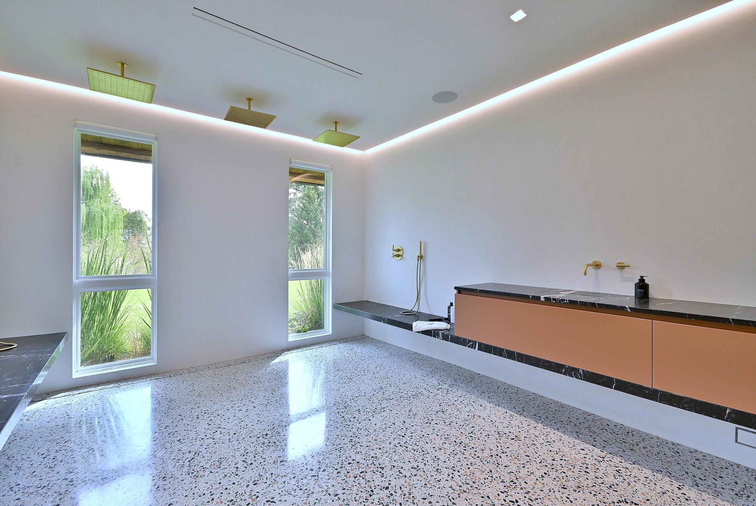 Modern Terrazzo Shower Room with Floating Details