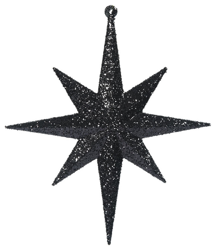 8" Black Glitter Bethlehem Star 4/Box