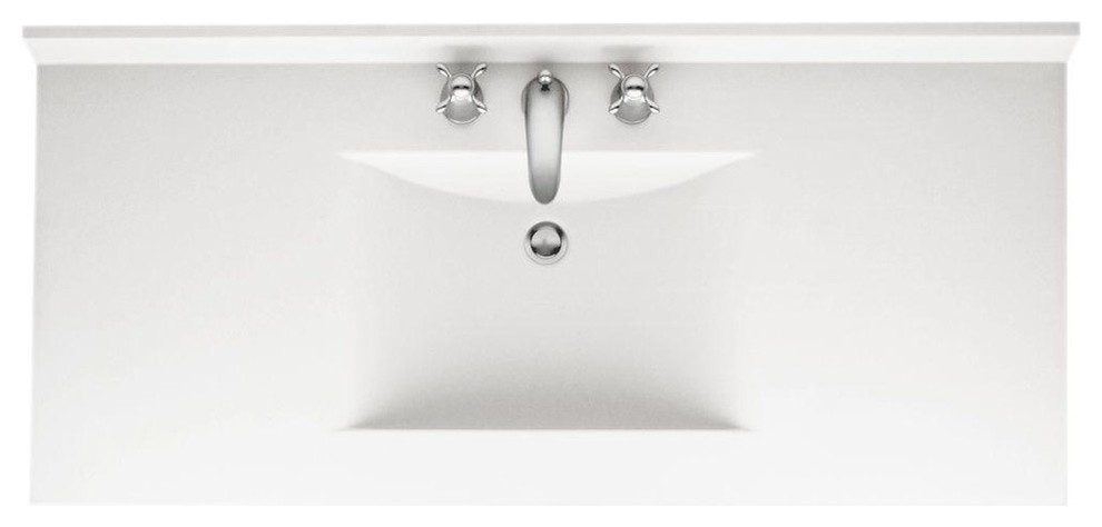 Contour 43" Solid Surface Vanity Top, White, White Basin